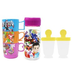헬로카봇 르번 키즈보틀 + 간식컵 3p + 아이스바 2p 세트, 혼합색상, 1세트
