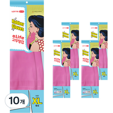 롯데이라이프 고무장갑 핑크 특대, 특대(XL), 10개