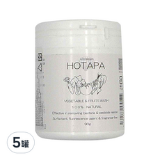 HOTAPA 清潔粉 蔬果用, 100% 天然, 有效去除细菌和农药残留, 无表面活性剂，无荧光剂，无香料 - 90g, 5罐