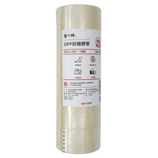 包大師 特黏經濟款OPP封箱膠帶，48mm x 45m 6捲裝，韌性強不易斷裂，水性丙烯酸膠，持久黏性，高透明BOPP材質, 6捲