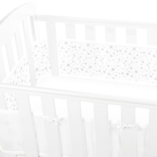 BreathableBaby 透氣嬰兒床圍 全包型, 適用於四面百葉板和實心後背嬰兒床, 滿天星灰