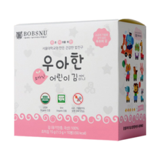 BOBSNU 兒童海苔迷你版, 有機認證, 10包入, 無調味, 15g, 4盒