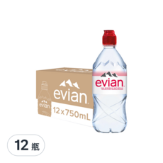 evian 依雲 台灣公司貨 天然礦泉水, 750ml, 12瓶