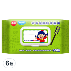 奈森克林 乖乖金順純水濕巾, 88張, 6包