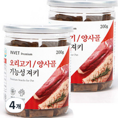 인벳 강아지용 프리미엄 져키, 200g, 4개, 오리고기 + 양사골 혼합맛
