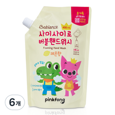 베비언스 핑크퐁 버블핸드워시 대용량 캡 리필 레몬향, 450ml, 6개