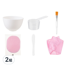 VITAHALO 軟膜工具6件組 碗+量杯+抹刀+海綿+刷子+頭巾, 2組