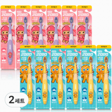 2080 키즈 4스텝 쿠키런 주니어 칫솔 핑크 6p + 민트 6p 세트