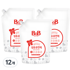 비앤비 섬유유연제 베르가못 앤 그레이프프루츠 리필형, 1500ml, 12개