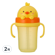 에디슨 유아용 프렌즈 흘림방지 입체 빨대컵2 300ml, 2개, 오리