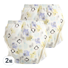 加厚六層學習褲/尿布褲 16~21kg 企鵝海豹圖案 學習褲 尿布褲 2件組, 120, 企鵝海豹, 2組
