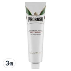 PRORASO 敏感肌刮鬍膏 植萃綠茶 白標, 150ml, 3個
