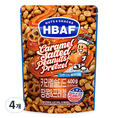 바프 넛츠앤스낵스 카라멜 솔티드 땅콩 앤 프레첼, 400g, 4개