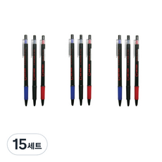 매직하우스 킹콩볼펜 0.7mm 3종 세트, 혼합색상, 15세트