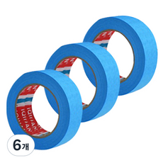 iQIHAN 칼라 마스킹 종이테이프 25mm x 15m, 블루, 6개