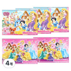디즈니 프린세스 여아용 매수 많은 스케치북 5p 랜덤 발송, 345 x 250 mm, 14매, 4개