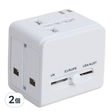 DTAudio 1500W萬國旅行充, 適用多國, 帶USB-A/多國插座, 寬電壓設計, 6cm, 白色, 2個