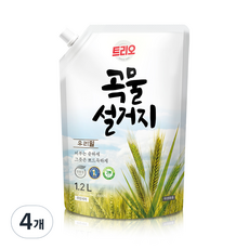 트리오 곡물 설거지 우리밀 주방용 세척제, 1.2L, 4개
