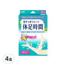 LION 獅王 休足時間 清涼舒緩貼片, 採用舒適材質, 高含水凝膠貼布, 有效減少足部疲勞, 18片, 4盒