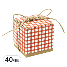 도나앤데코 안나 레드체크 크라프트 상자 20p + 마끈 20p, 혼합 색상, 40세트