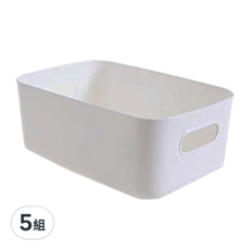 日式儲物盒/收納盒 Set 5, 清新日系設計，堅固耐用，白色，中號, 5組