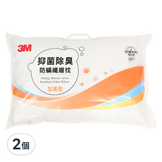 3M 抑菌除臭防蟎纖維枕 加高型 780g, 2個