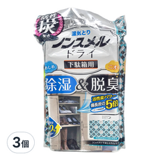 Hakugen Earth 白元 鞋櫃用除濕脫臭劑，活性炭無香，鞋櫃內除濕, 76g, 3個