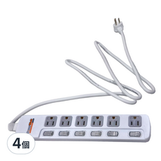 PowerWork 動力工廠 6開6座3P延長線 L型平貼式插頭 自動斷電保護 高耐熱防火材質, 1.8m, CT-3667, 4個