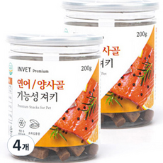 인벳 강아지용 프리미엄 져키, 200g, 4개, 연어 + 양사골 혼합맛