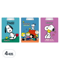 피너츠 스누피 클립보드 3종, 랜덤 발송, 4세트