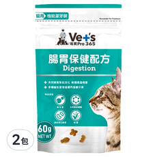唯寶 機能潔牙餅 腸胃保健配方 60g 2包入, 全齡貓適用, 幫助消化, 維護腸道健康, 2包