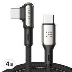 볼트미 Stark 100W 90도 C타입-C타입 고속 충전 케이블, 혼합색상, 4개, 1.2m
