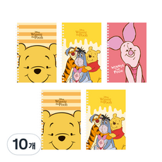 디즈니 푸우 미니 좌철 스프링 노트 40매, 랜덤 발송, 10개