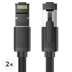 벤션 LSZH 난연 CAT8 SFTP 초고속 인터넷 랜케이블, 블랙, 2개, 3m