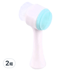 U-mop 雙頭軟毛洗臉刷 3入 藍色 PP塑膠 纖維毛 矽膠 ABS環保樹脂, 2組