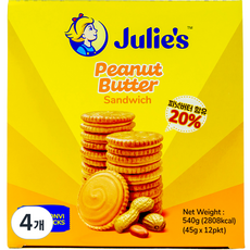 줄리스 피넛버터 샌드위치, 540g, 4개
