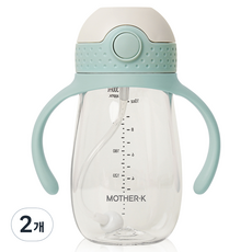마더케이 유아용 허그 추 빨대컵, 300ml, 2개, 민트