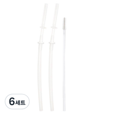 리틀밥독 PP 플립 컬러 빨대컵 교체용 빨대2개 + 세척솔1개, 투명, 6세트