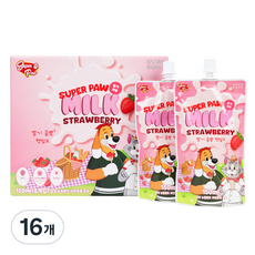 슈퍼포우 강아지 딸기 듬뿍 펫밀크, 150ml, 16개, 딸기맛