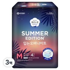 좋은느낌 썸머 입는 생리대 M, 오버나이트, 4개입, 3개