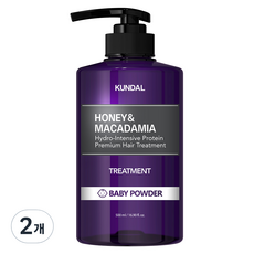 쿤달 허니 앤 마카다미아 헤어 트리트먼트 베이비파우더향, 500ml, 2개