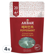 아크바 페퍼민트 허브티 피라밋 티백, 1.2g, 20개입, 4개