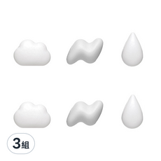 Livingif 造型磁鐵，雲朵2入+水滴2入+閃電2入，共6入, 白色, 18~30*20~30*13mm, 3組