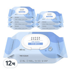 슈퍼대디 더클린 비데 물티슈 캡형, 60g, 60개입, 12개