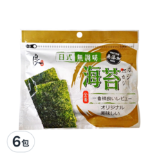 良澔 日式無調味海苔, 25g, 6包