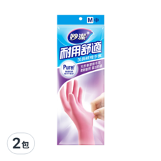 妙潔 耐用舒適加長絨裡手套, 中(M), 粉色, 2雙