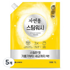 자연퐁 스팀워시 주방세제 레몬향 리필, 1L, 5개