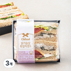 쉐푸드 닭가슴살 흑임자 샌드위치, 256g, 3개