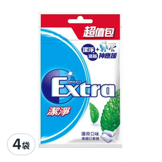 Extra 益齒達 潔淨無糖口香糖 5包 Set, 清新薄荷口味, 獨特藍色微粒配方, 140g, 4袋