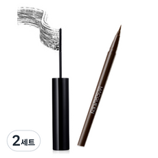 MACQUEEN 防水筆眼線筆 NO2 深棕色 + 緊身 Poten 顏色, 2組, 眼線筆 01 深棕色 0.6g + Skinny Poten Cara 6.5g